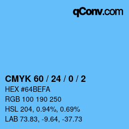 カラーコード: CMYK 60 / 24 / 0 / 2 | qconv.com
