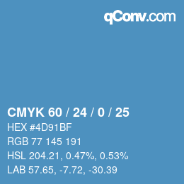 カラーコード: CMYK 60 / 24 / 0 / 25 | qconv.com