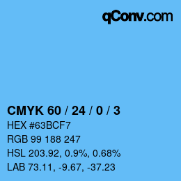 Color code: CMYK 60 / 24 / 0 / 3 | qconv.com