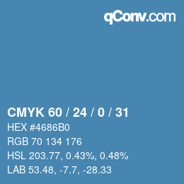颜色代码: CMYK 60 / 24 / 0 / 31 | qconv.com