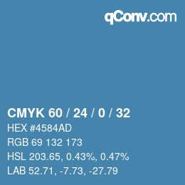颜色代码: CMYK 60 / 24 / 0 / 32 | qconv.com