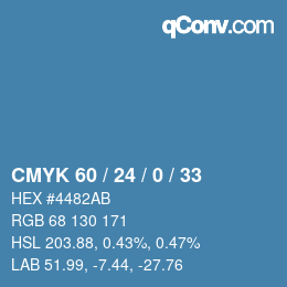 颜色代码: CMYK 60 / 24 / 0 / 33 | qconv.com