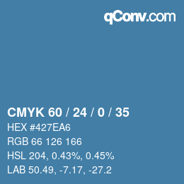 カラーコード: CMYK 60 / 24 / 0 / 35 | qconv.com