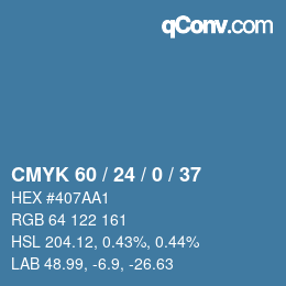 カラーコード: CMYK 60 / 24 / 0 / 37 | qconv.com