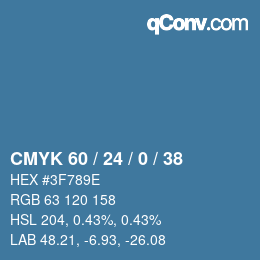 颜色代码: CMYK 60 / 24 / 0 / 38 | qconv.com