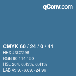 颜色代码: CMYK 60 / 24 / 0 / 41 | qconv.com