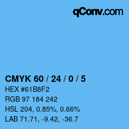 カラーコード: CMYK 60 / 24 / 0 / 5 | qconv.com