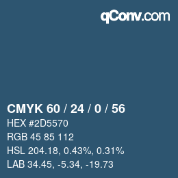 カラーコード: CMYK 60 / 24 / 0 / 56 | qconv.com