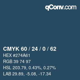 Color code: CMYK 60 / 24 / 0 / 62 | qconv.com