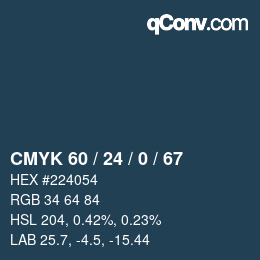 颜色代码: CMYK 60 / 24 / 0 / 67 | qconv.com