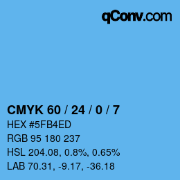 颜色代码: CMYK 60 / 24 / 0 / 7 | qconv.com
