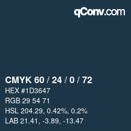 カラーコード: CMYK 60 / 24 / 0 / 72 | qconv.com