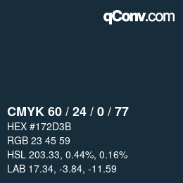颜色代码: CMYK 60 / 24 / 0 / 77 | qconv.com