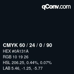 カラーコード: CMYK 60 / 24 / 0 / 90 | qconv.com