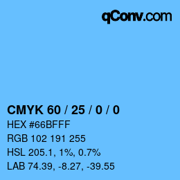 Color code: CMYK 60 / 25 / 0 / 0 | qconv.com