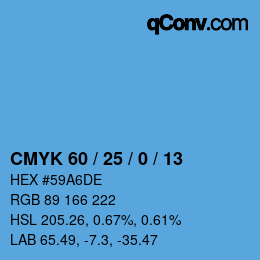 カラーコード: CMYK 60 / 25 / 0 / 13 | qconv.com