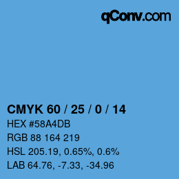 カラーコード: CMYK 60 / 25 / 0 / 14 | qconv.com