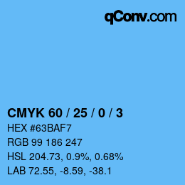 カラーコード: CMYK 60 / 25 / 0 / 3 | qconv.com