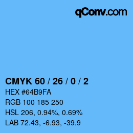 カラーコード: CMYK 60 / 26 / 0 / 2 | qconv.com