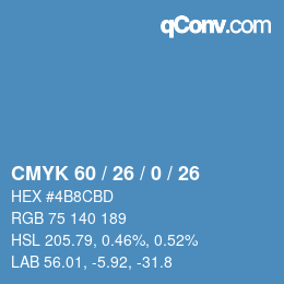 カラーコード: CMYK 60 / 26 / 0 / 26 | qconv.com