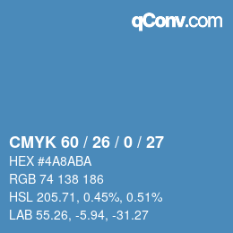 颜色代码: CMYK 60 / 26 / 0 / 27 | qconv.com