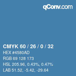Color code: CMYK 60 / 26 / 0 / 32 | qconv.com