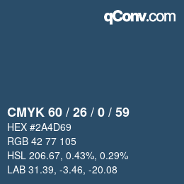 カラーコード: CMYK 60 / 26 / 0 / 59 | qconv.com