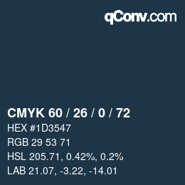 カラーコード: CMYK 60 / 26 / 0 / 72 | qconv.com