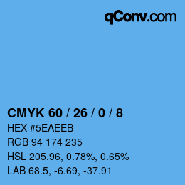 Color code: CMYK 60 / 26 / 0 / 8 | qconv.com