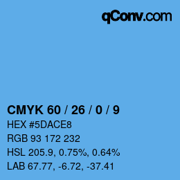 カラーコード: CMYK 60 / 26 / 0 / 9 | qconv.com