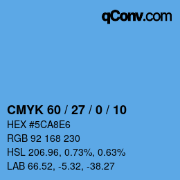 颜色代码: CMYK 60 / 27 / 0 / 10 | qconv.com