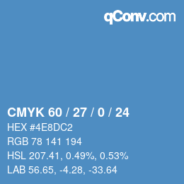 颜色代码: CMYK 60 / 27 / 0 / 24 | qconv.com