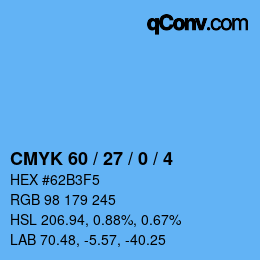 カラーコード: CMYK 60 / 27 / 0 / 4 | qconv.com