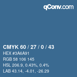 Código de color: CMYK 60 / 27 / 0 / 43 | qconv.com