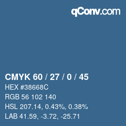 颜色代码: CMYK 60 / 27 / 0 / 45 | qconv.com