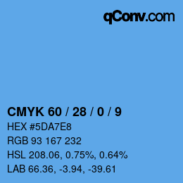 カラーコード: CMYK 60 / 28 / 0 / 9 | qconv.com