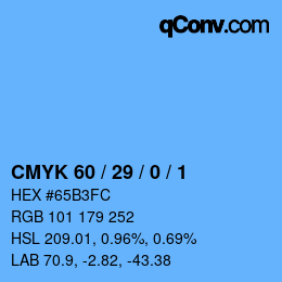 颜色代码: CMYK 60 / 29 / 0 / 1 | qconv.com