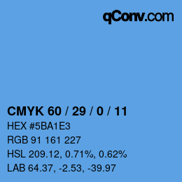 カラーコード: CMYK 60 / 29 / 0 / 11 | qconv.com