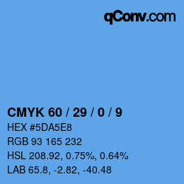 カラーコード: CMYK 60 / 29 / 0 / 9 | qconv.com