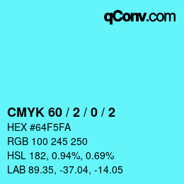 カラーコード: CMYK 60 / 2 / 0 / 2 | qconv.com
