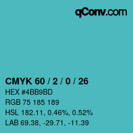 Color code: CMYK 60 / 2 / 0 / 26 | qconv.com