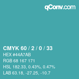 Código de color: CMYK 60 / 2 / 0 / 33 | qconv.com