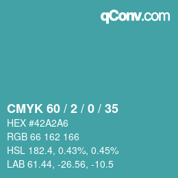 颜色代码: CMYK 60 / 2 / 0 / 35 | qconv.com