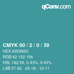 颜色代码: CMYK 60 / 2 / 0 / 39 | qconv.com