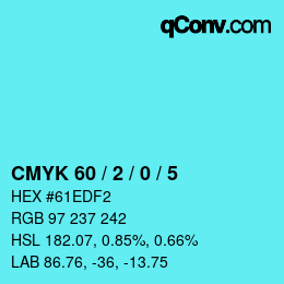 颜色代码: CMYK 60 / 2 / 0 / 5 | qconv.com