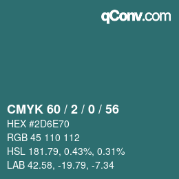 カラーコード: CMYK 60 / 2 / 0 / 56 | qconv.com