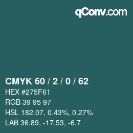 Color code: CMYK 60 / 2 / 0 / 62 | qconv.com