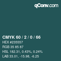 Color code: CMYK 60 / 2 / 0 / 66 | qconv.com