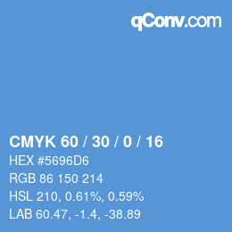 Farbcode: CMYK 60 / 30 / 0 / 16 | qconv.com