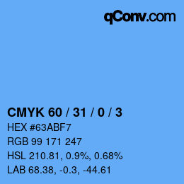 颜色代码: CMYK 60 / 31 / 0 / 3 | qconv.com
